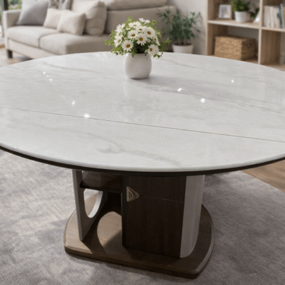 白色大理石餐桌無椅生活化背景