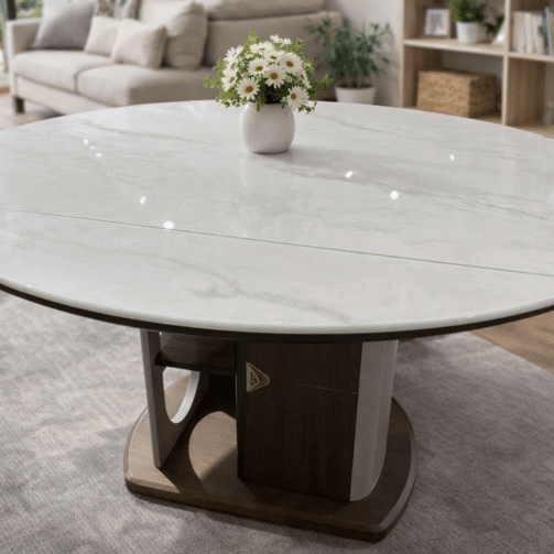 白色大理石餐桌無椅生活化背景